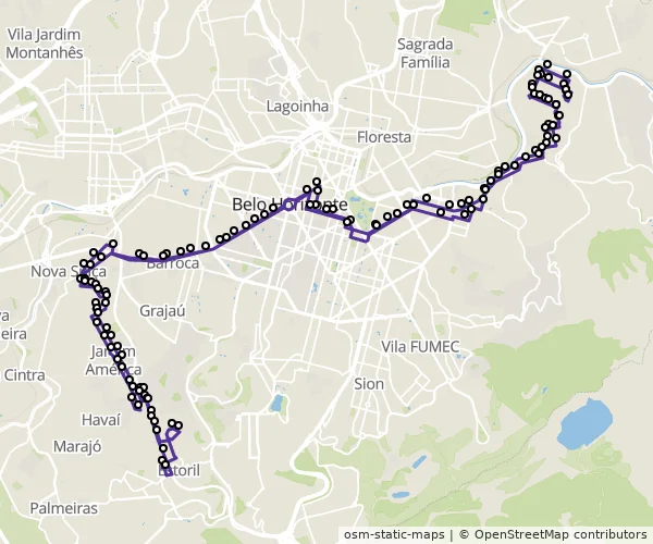 Mapa do itinerário da linha