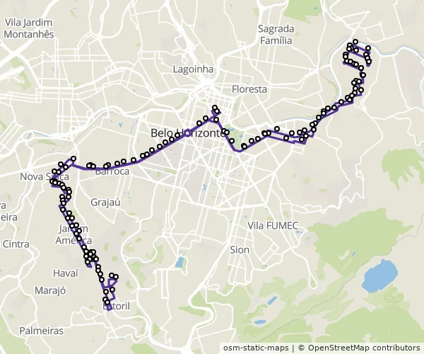 Mapa do itinerário da linha