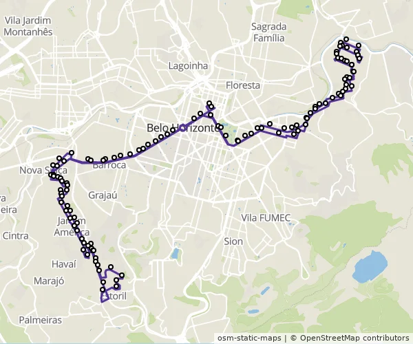 Mapa do itinerário da linha