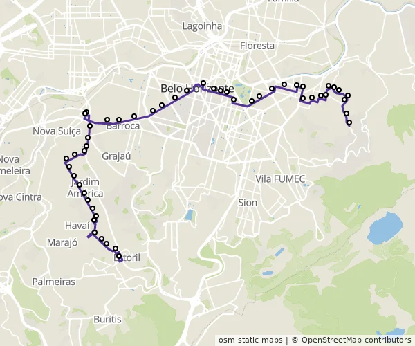 Mapa do itinerário da linha