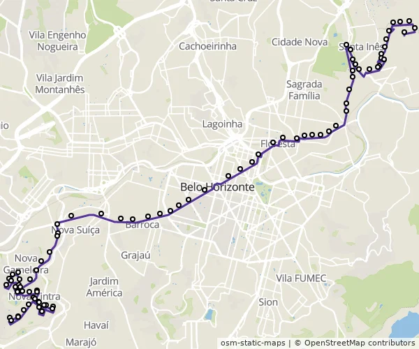 Mapa do itinerário da linha