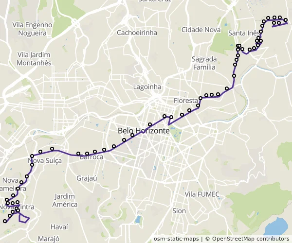 Mapa do itinerário da linha
