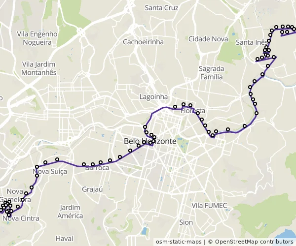 Mapa do itinerário da linha