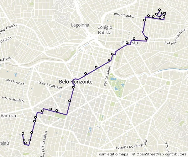 Mapa do itinerário da linha