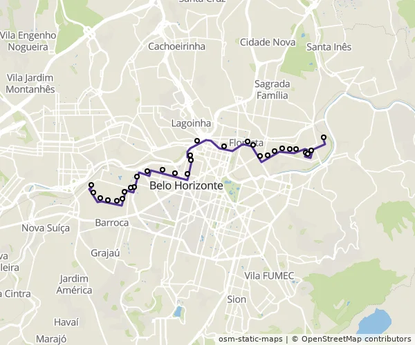 Mapa do itinerário da linha