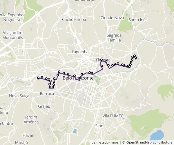 Mapa do itinerário da linha