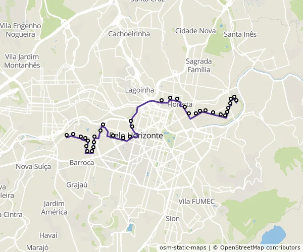 Mapa do itinerário da linha
