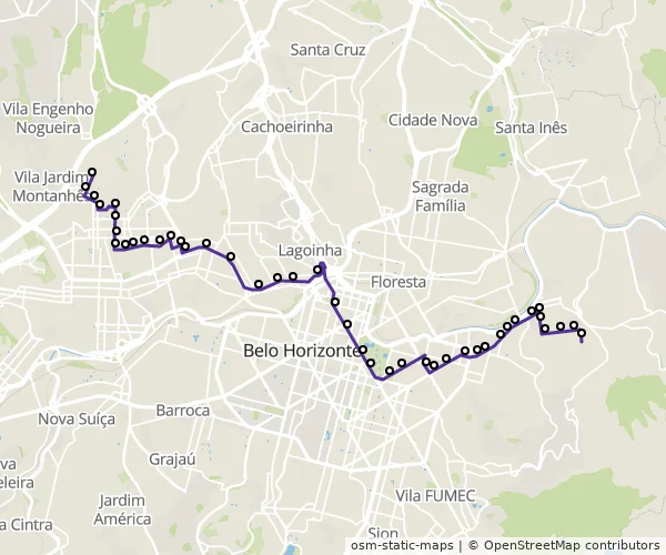 Mapa do itinerário da linha