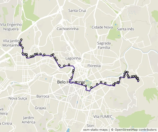 Mapa do itinerário da linha