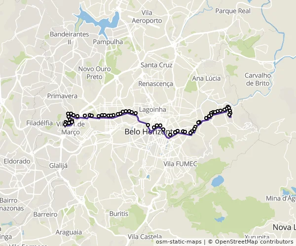 Mapa do itinerário da linha