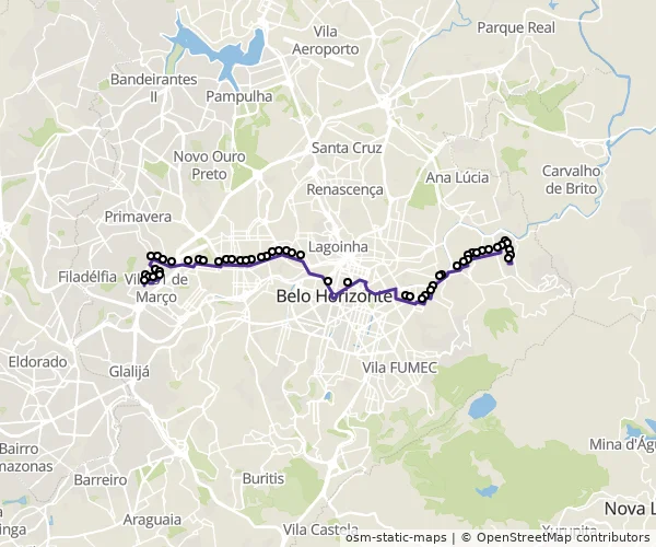 Mapa do itinerário da linha