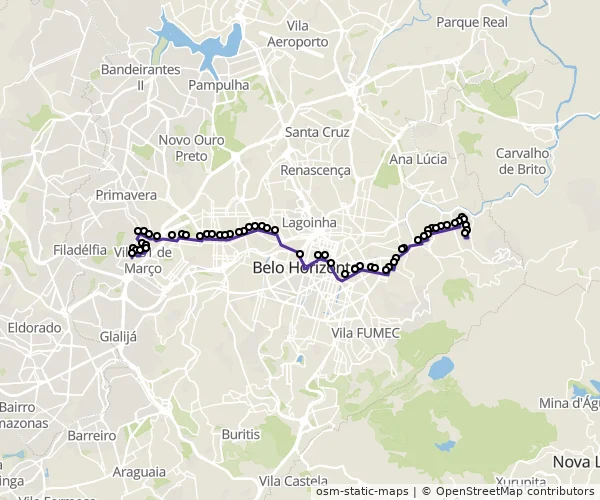 Mapa do itinerário da linha