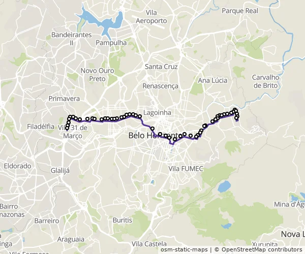 Mapa do itinerário da linha
