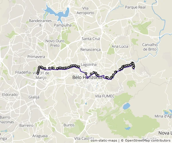 Mapa do itinerário da linha