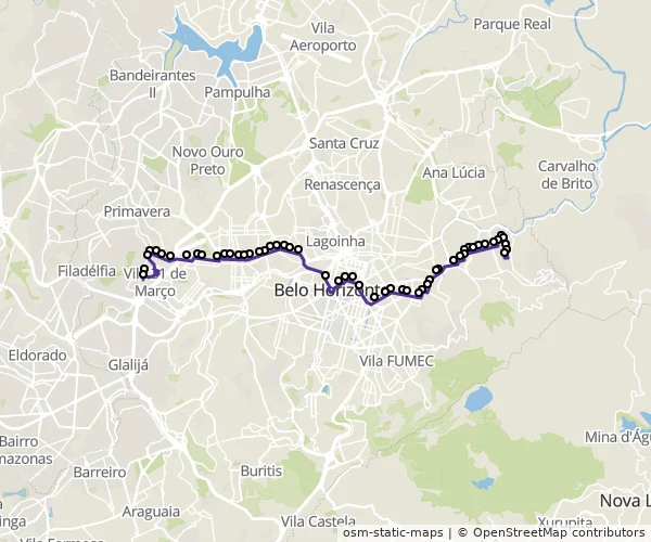 Mapa do itinerário da linha