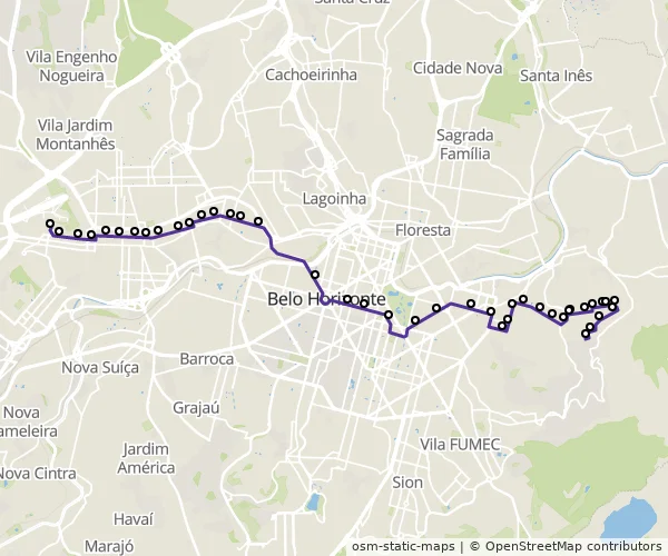 Mapa do itinerário da linha