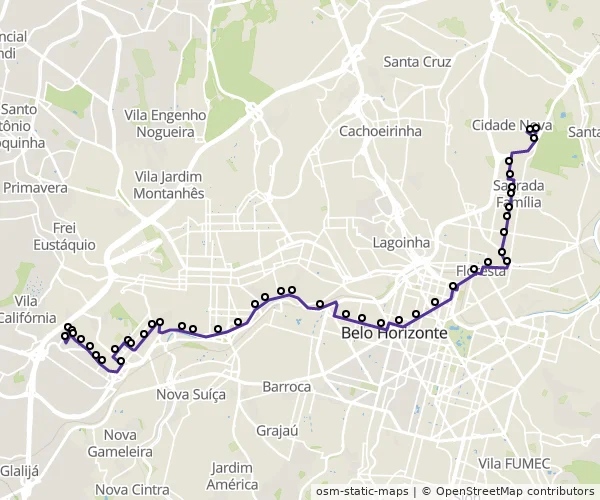 Mapa do itinerário da linha