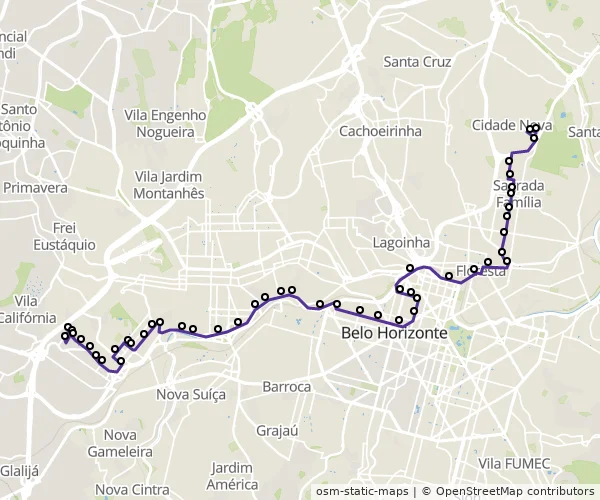 Mapa do itinerário da linha
