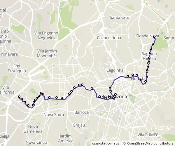 Mapa do itinerário da linha