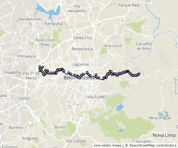 Mapa do itinerário da linha