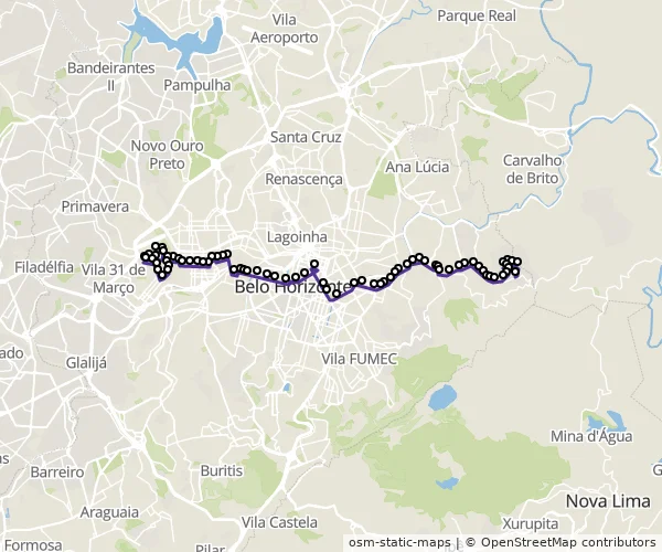 Mapa do itinerário da linha