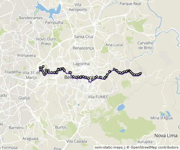 Mapa do itinerário da linha