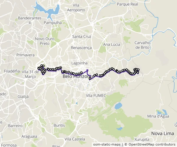 Mapa do itinerário da linha