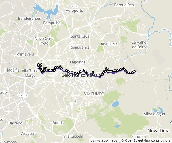 Mapa do itinerário da linha
