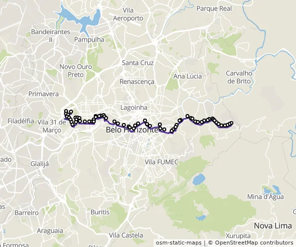 Mapa do itinerário da linha