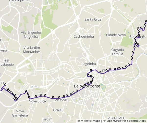 Mapa do itinerário da linha