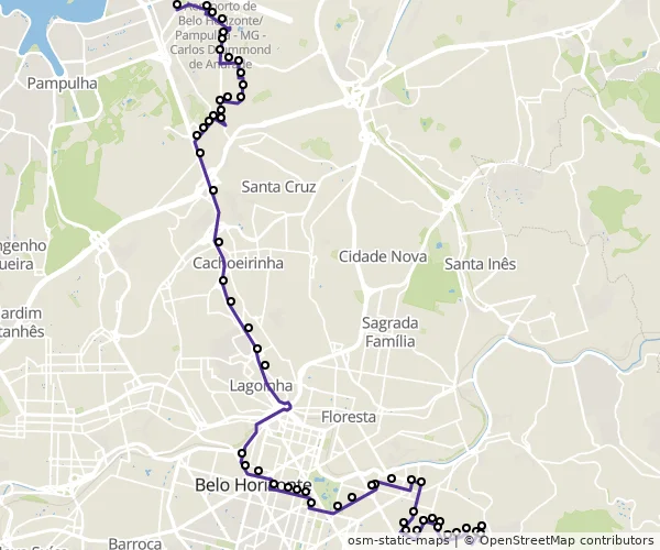 Mapa do itinerário da linha