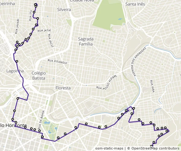Mapa do itinerário da linha