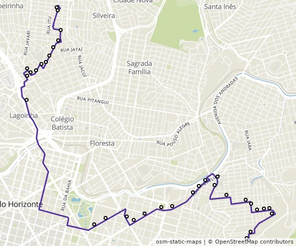 Mapa do itinerário da linha