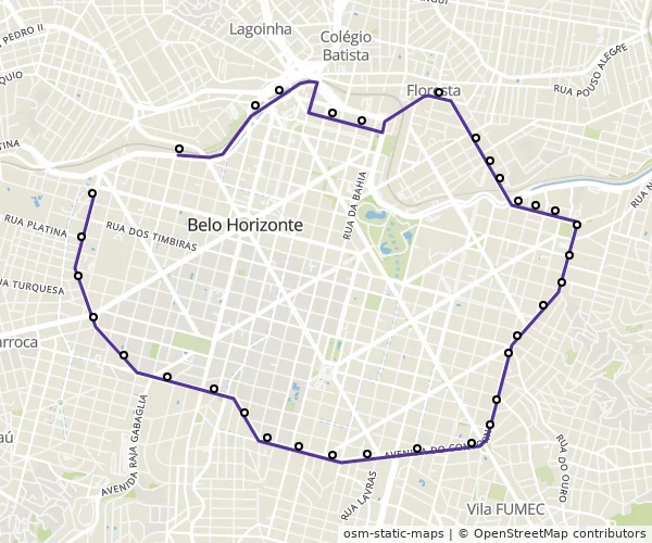 Mapa do itinerário da linha