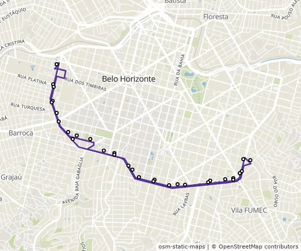 Mapa do itinerário da linha