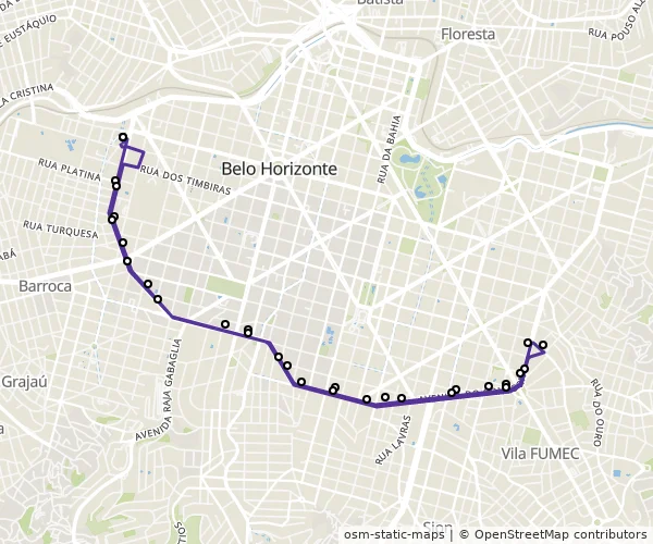 Mapa do itinerário da linha