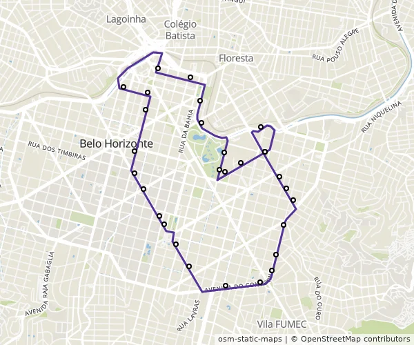 Mapa do itinerário da linha