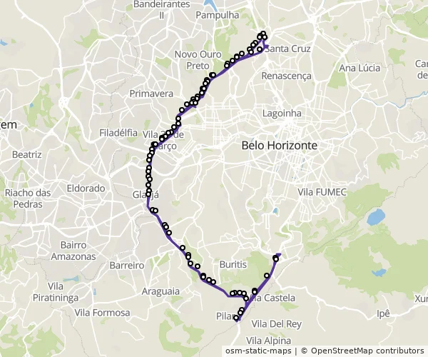 Mapa do itinerário da linha