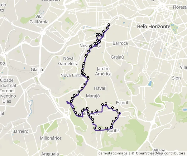 Mapa do itinerário da linha