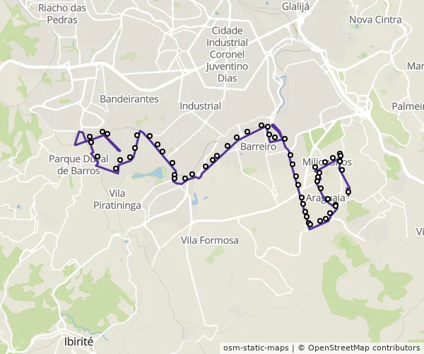 Mapa do itinerário da linha