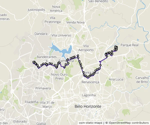 Mapa do itinerário da linha