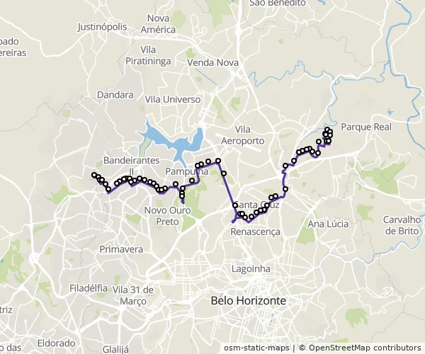 Mapa do itinerário da linha
