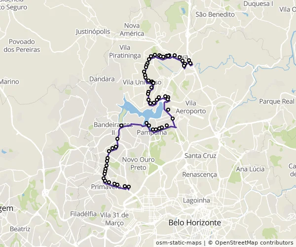 Mapa do itinerário da linha