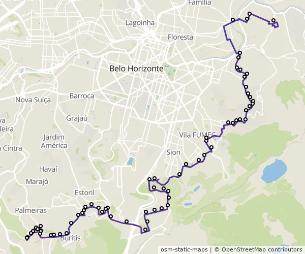 Mapa do itinerário da linha