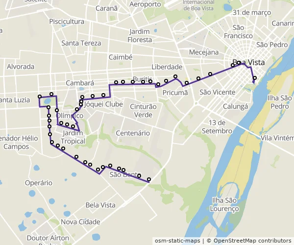 Mapa do itinerário da linha