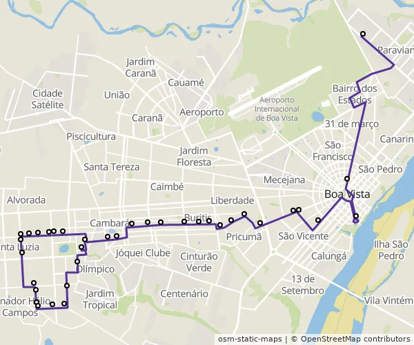 Mapa do itinerário da linha
