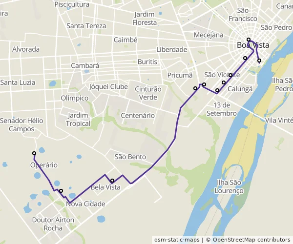 Mapa do itinerário da linha