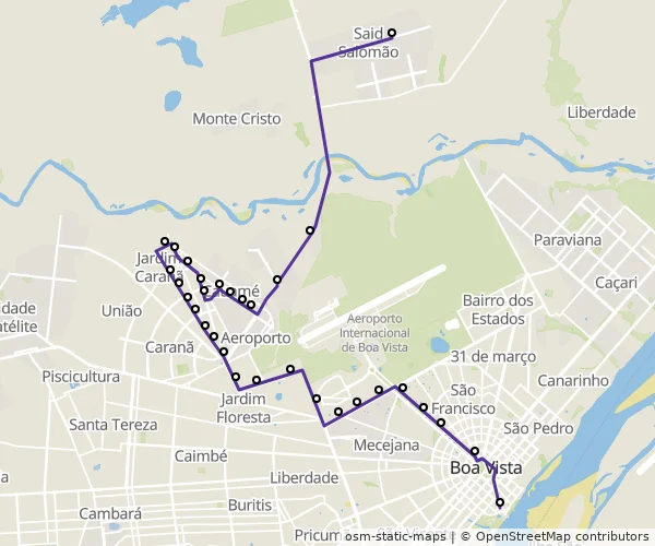 Mapa do itinerário da linha