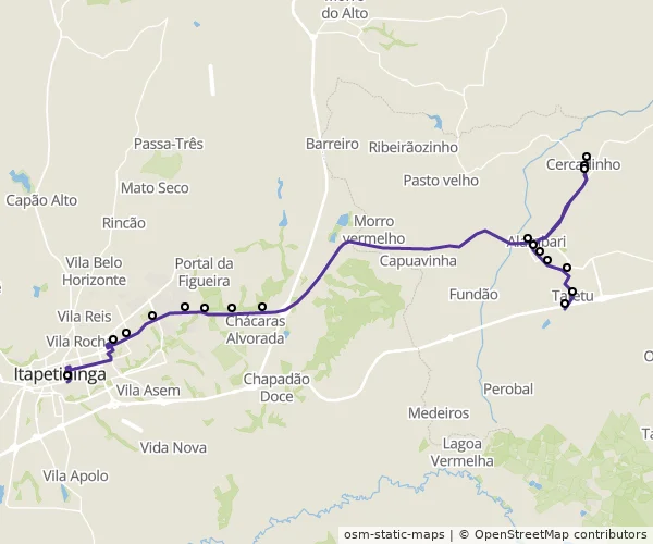 Mapa do itinerário da linha