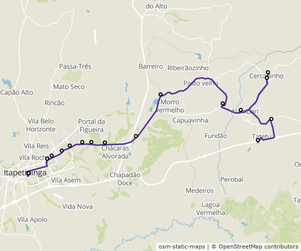 Mapa do itinerário da linha